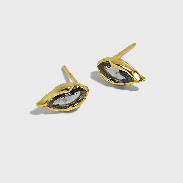 Mini Blue Waterdrop CZ 925 Sterling Silver Stud Earrings - SterlingSilberSchmuck
