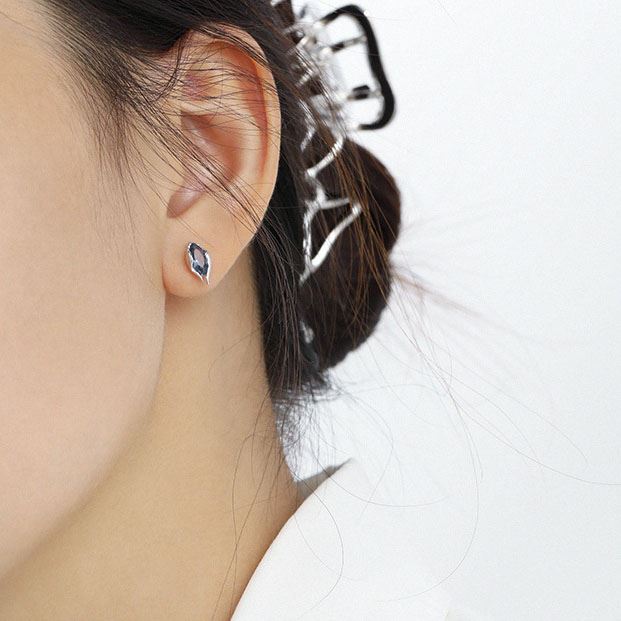 Mini Blue Waterdrop CZ 925 Sterling Silver Stud Earrings - SterlingSilberSchmuck