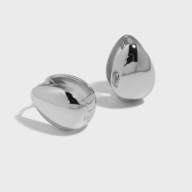 Lady Waterdrop Falling 925 Sterling Silver Hoop Earrings - SterlingSilberSchmuck