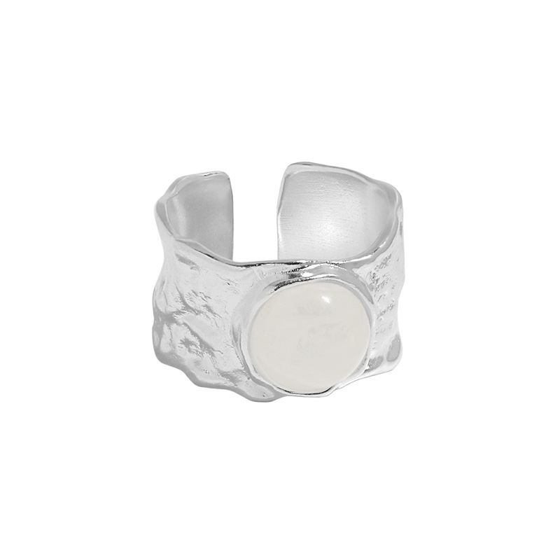 Schmuckring aus 925er Silber mit runder Naturkristall, verstellbar, von silverbene, elegantes modisches Design