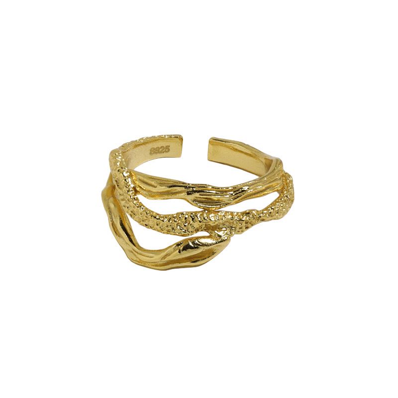 Goldschlangen ring in 925 sterling silver, adjustable design showcasing intricate snake patterns by silverbene.
