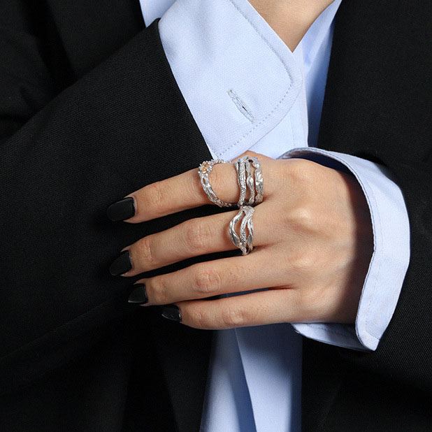 Adjustable Gold Snake Ring in 925 Sterling Silver by silverbene, showcasing intricate design and elegant shine.