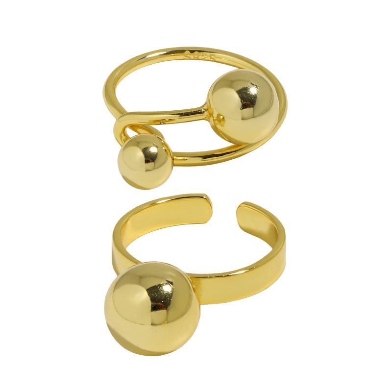 New Geometry Ball 925 Sterling Silver Adjustable Ring - SterlingSilberSchmuck