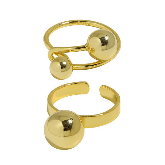 New Geometry Ball 925 Sterling Silver Adjustable Ring - SterlingSilberSchmuck