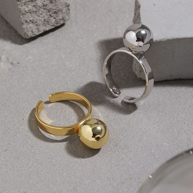 New Geometry Ball 925 Sterling Silver Adjustable Ring - SterlingSilberSchmuck