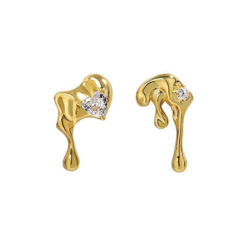 Asymmetry Irregular CZ Lava Flow 925 Sterling Silver Dangling Earrings - SterlingSilberSchmuck