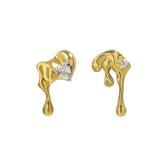 Asymmetry Irregular CZ Lava Flow 925 Sterling Silver Dangling Earrings - SterlingSilberSchmuck