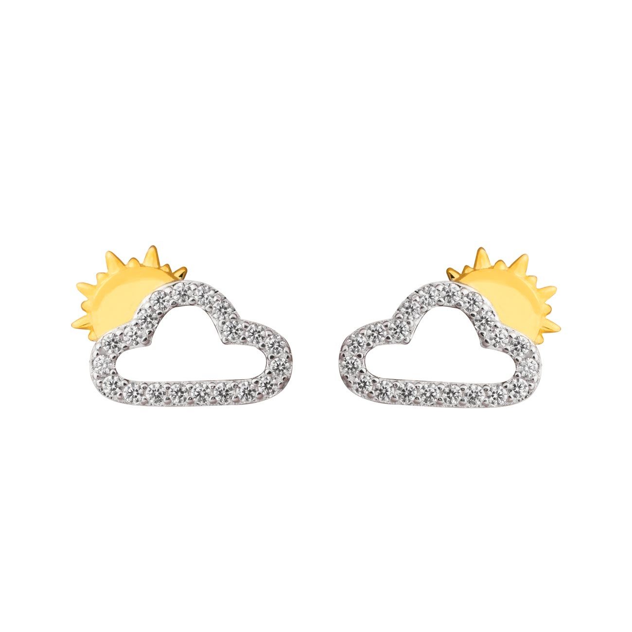 Silverbene CZ Cloud Sun Ohrstecker aus 925er Sterling Silber, sommerlich elegantes Design, glitzernde Ohrschmuck, ideal für den Sommer.