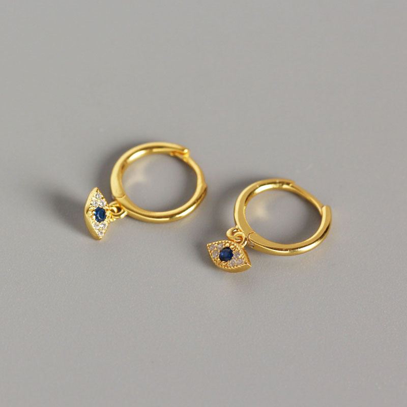 Blaues CZ Auge Hängeohrringe aus 925 Sterlingsilber – Schutzsymbol - SterlingSilberSchmuck