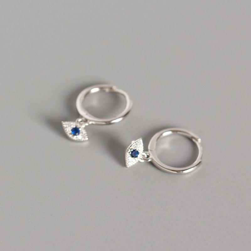Blaues CZ Auge Hängeohrringe aus 925 Sterlingsilber – Schutzsymbol - SterlingSilberSchmuck