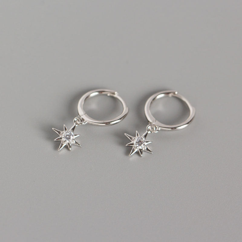 CZ Stern Ohrringe 925 Sterlingsilber Leverback Elegant