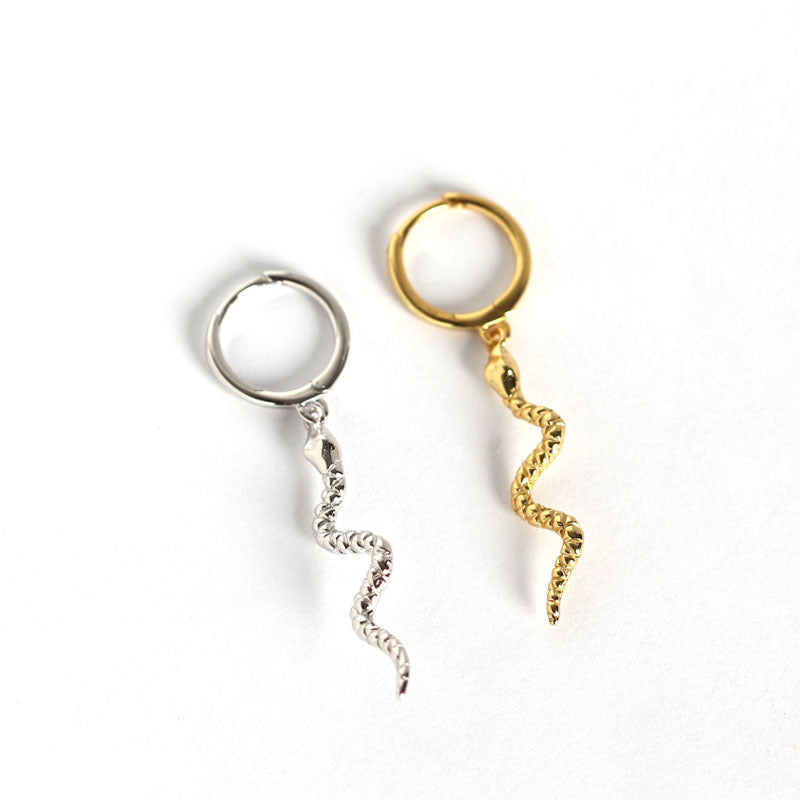 Schlangenwelle Hoop Ohrringe 925 Sterlingsilber Elegant