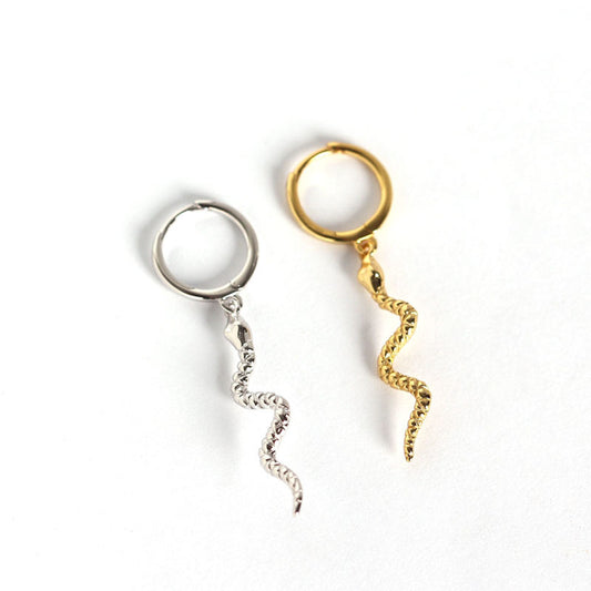 Schlangenwelle Hoop Ohrringe 925 Sterlingsilber Elegant