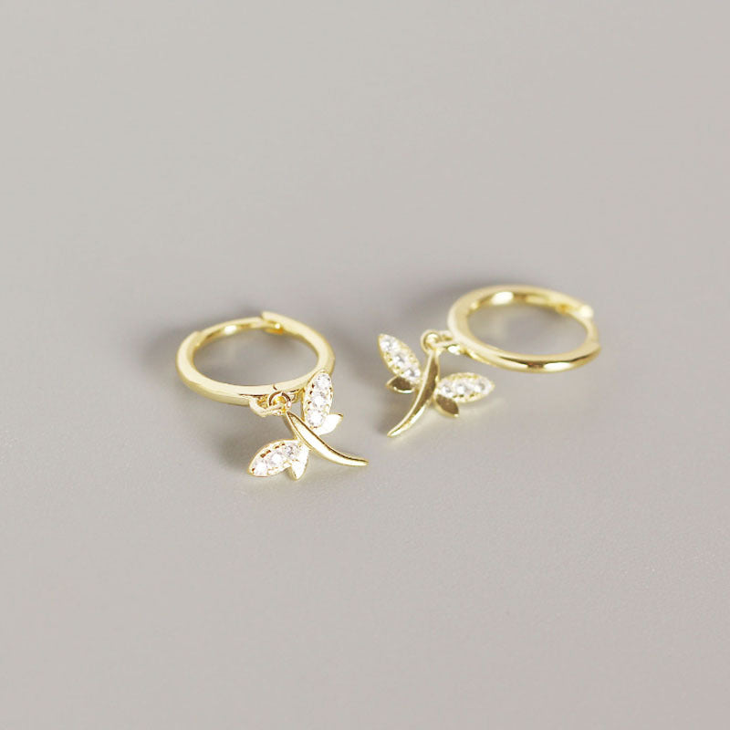 Libellen Hoop Ohrringe 925 Sterlingsilber Elegant