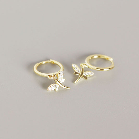 Libellen Hoop Ohrringe 925 Sterlingsilber Elegant