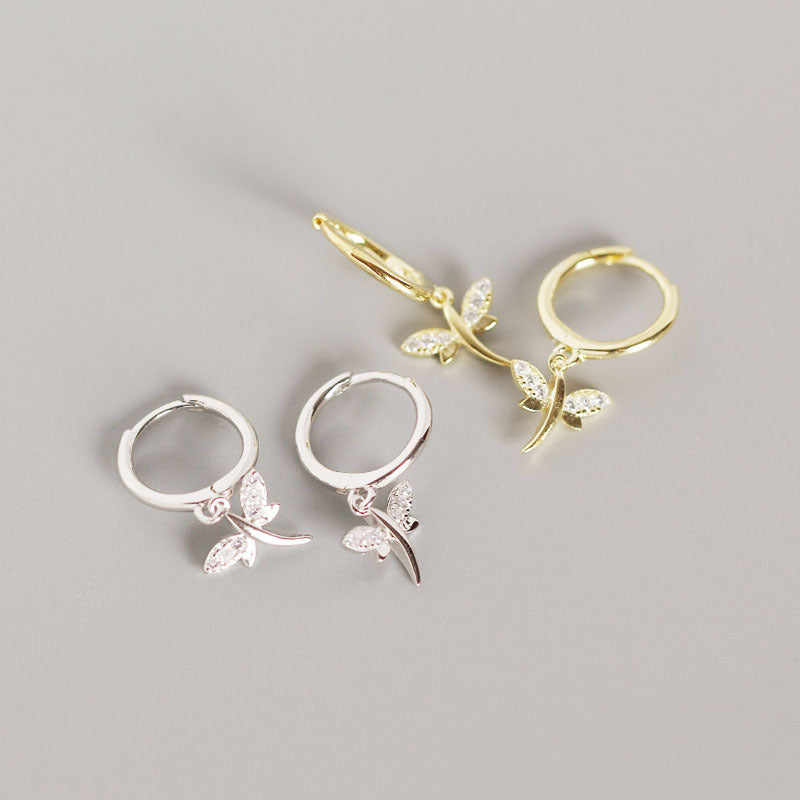 Libellen Hoop Ohrringe 925 Sterlingsilber Elegant