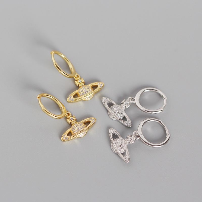 Holiday CZ Planet 925 Sterling Silver Hoop Earrings - SterlingSilberSchmuck