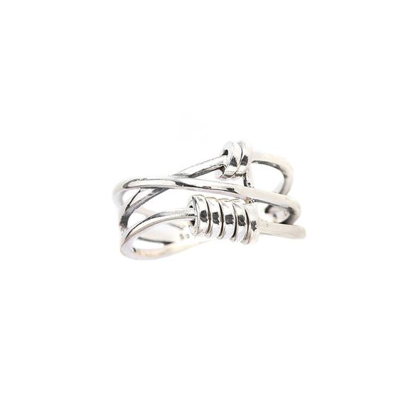 Retro Mini Circles Three Layers Cross 925 Sterling Silver Adjustable Ring - SterlingSilberSchmuck
