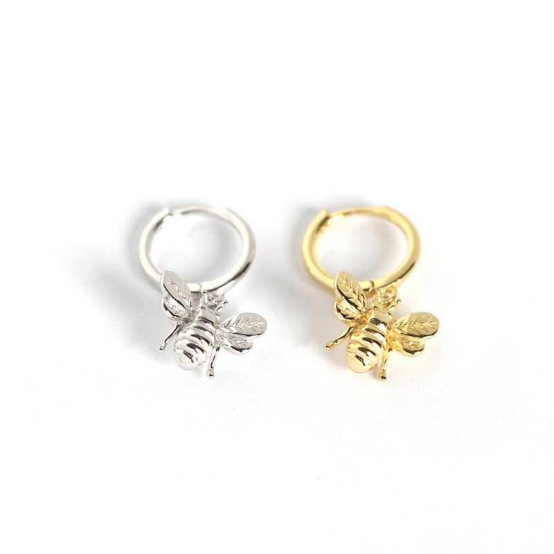 Süße Tierinsekten-Honigbienchen 925er Sterling Silber Creolen von silverbene, detailreiche filigrane Ohrringe