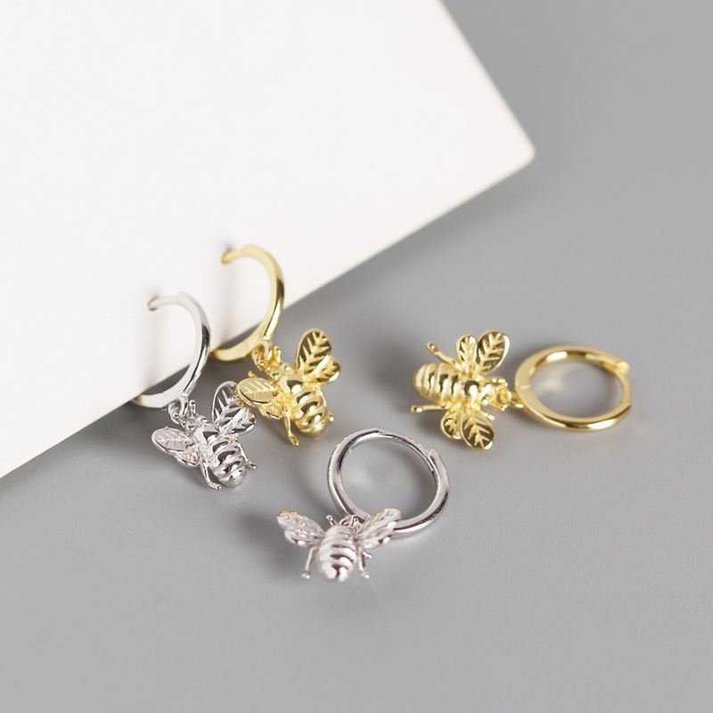 Süße Tierinsekten-Honigbiene 925er Sterling-Silber Ohrhänger von silverbene, detailreiche Hummel-Ohrringe in Silber