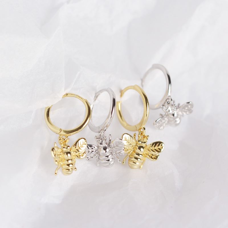 Süße Silberohrringe in Form von Bienen, 925 Sterling Silber, silverbene, detailreiche Hänge-Ohrringe mit Bienendesign