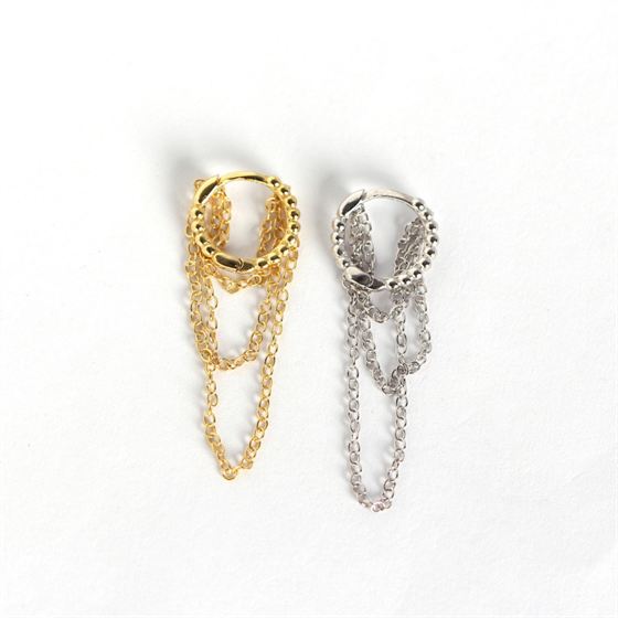 Silverbene 925 sterling silver circle chain leverback earrings for women, featuring a delicate design and polished finish.