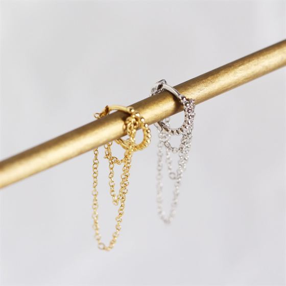 Circle chain leverback earrings in 925 sterling silver for women by silverbene, showcasing a delicate and modern design.