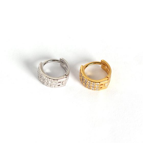 Micro Pavé CZ Huggie Hoop Ohrringe 925 Sterlingsilber