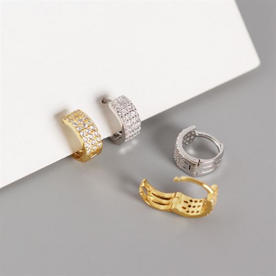 Micro Pavé CZ Huggie Hoop Ohrringe 925 Sterlingsilber