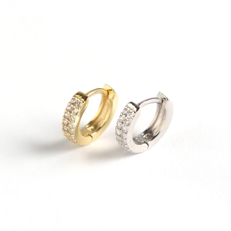 CZ Circle Huggie Ohrringe aus 925 Sterlingsilber, minimalistisch, rundes Design, von silverbene.