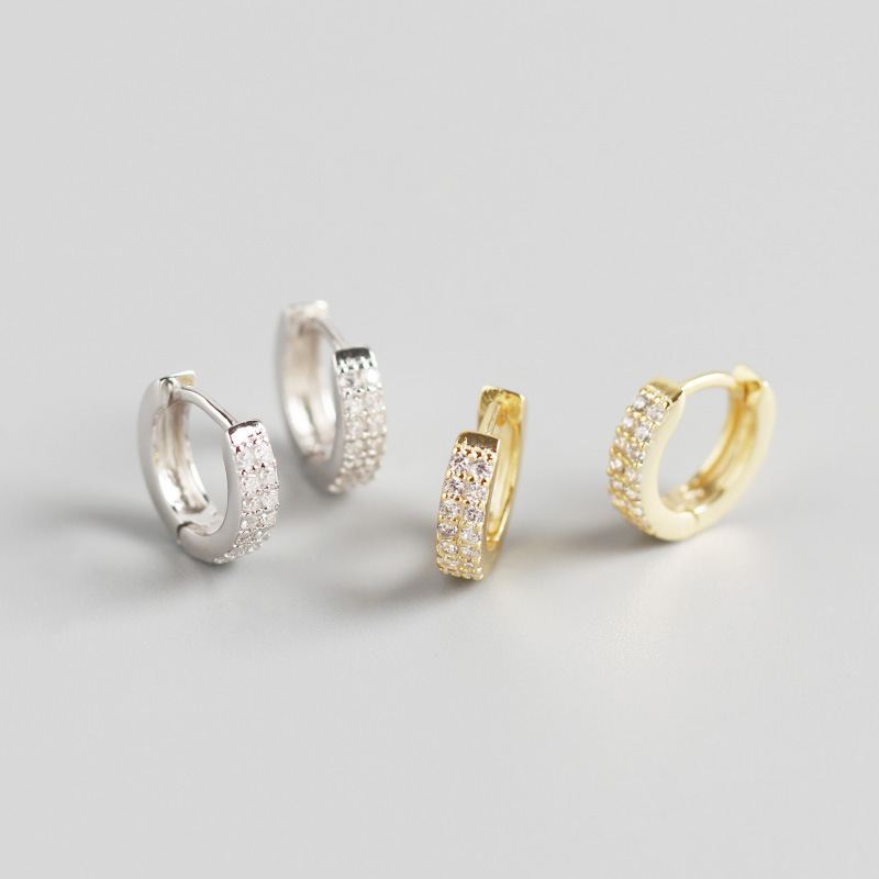 Silverbene CZ Circle Huggie Hoop Ohrringe aus 925 Sterlingsilber, minimalistisch, kreisförmig, elegante Ohrschmuck.