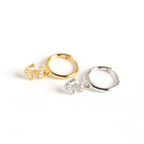 CZ Anker Hoop Ohrringe aus 925 Sterlingsilber, maritimes und elegantes Design, silverbene Schmuck