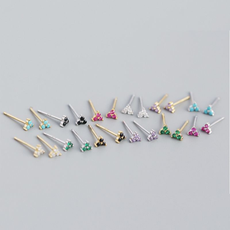 Mini CZ Glück Kleeblatt Ohrstecker aus 925 Sterlingsilber – Niedlich - SterlingSilberSchmuck