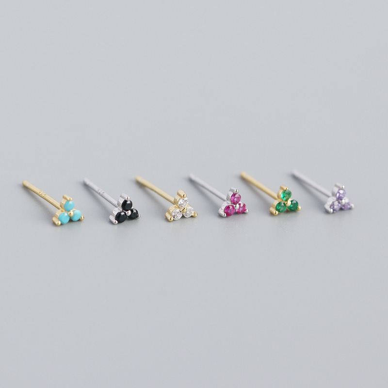 Mini CZ Glück Kleeblatt Ohrstecker aus 925 Sterlingsilber – Niedlich - SterlingSilberSchmuck