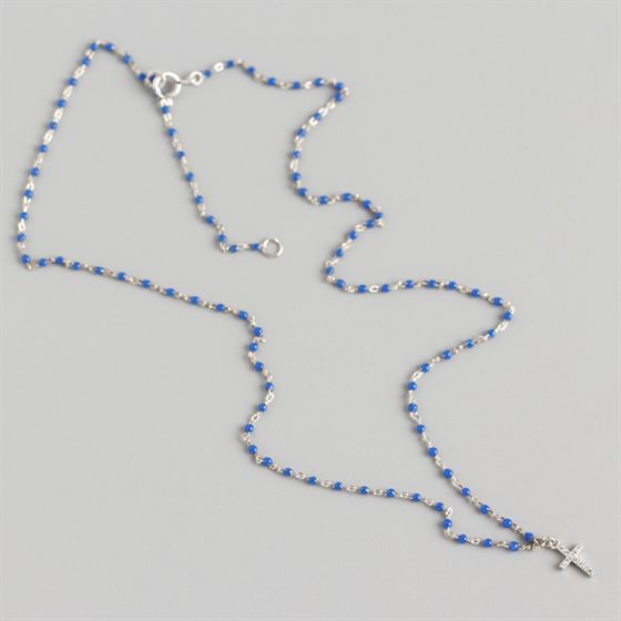 Holy CZ Cross Beads 925 Sterling Silver Necklace - SterlingSilberSchmuck