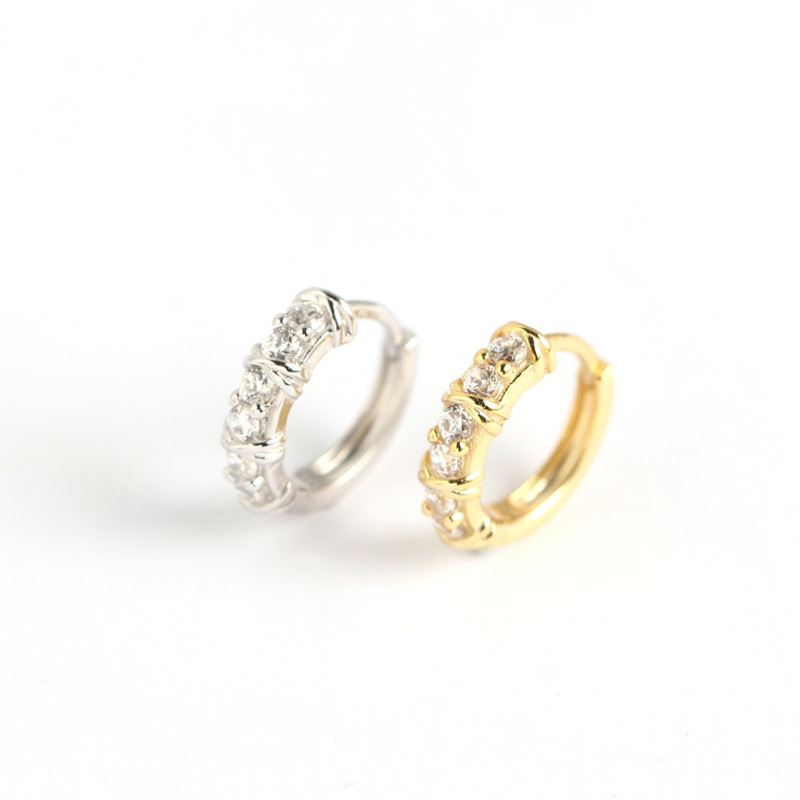 CZ Geometrie Hoop Ohrringe aus 925 Sterlingsilber von silverbene, elegante kreisförmige Ohrschmuck mit geometrischem Design
