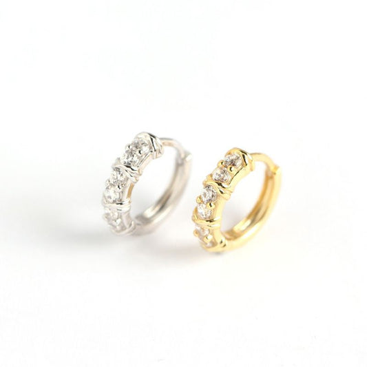 CZ Geometrie Hoop Ohrringe aus 925 Sterlingsilber von silverbene, elegante kreisförmige Ohrschmuck mit geometrischem Design