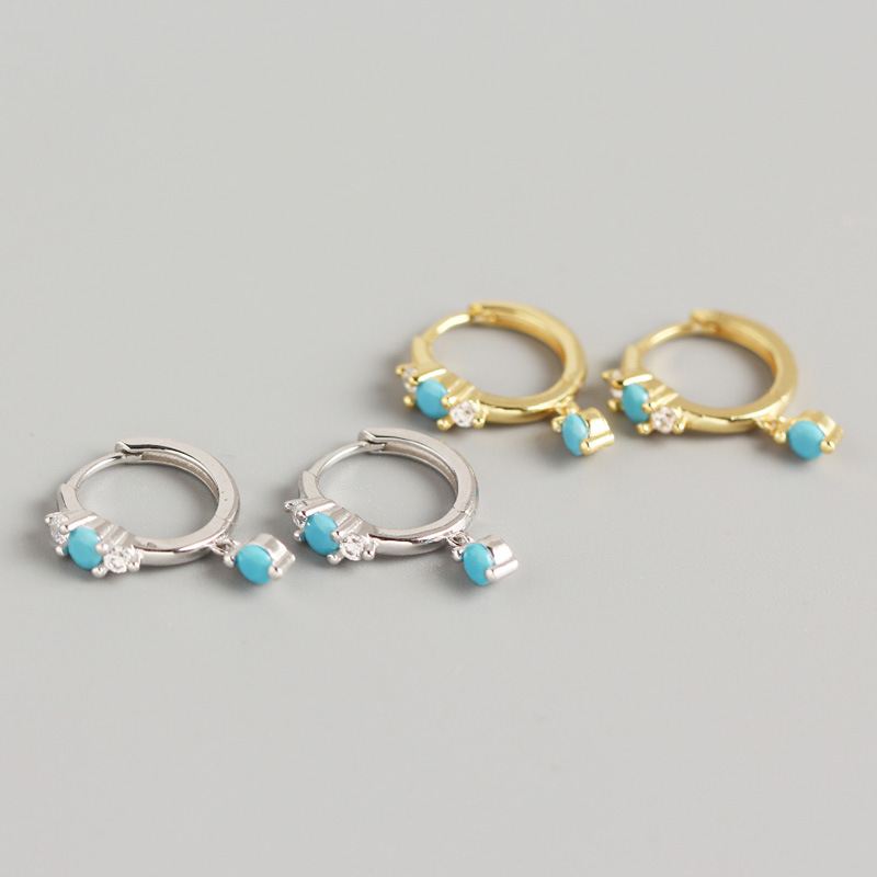Naturtürkis Hoop Ohrringe aus 925 Sterlingsilber – Boho Elegant - SterlingSilberSchmuck