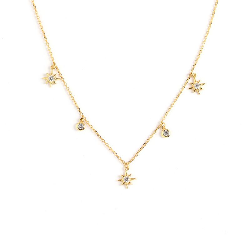 CZ Stern Halskette aus 925 Sterlingsilber für Damen - SterlingSilberSchmuck