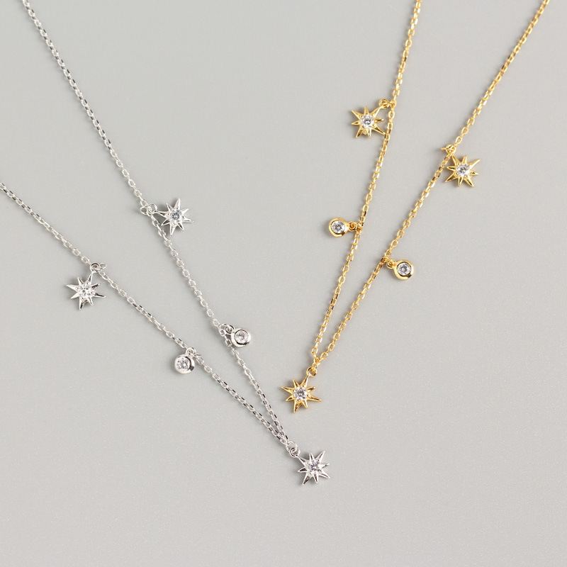 CZ Stern Halskette aus 925 Sterlingsilber für Damen - SterlingSilberSchmuck