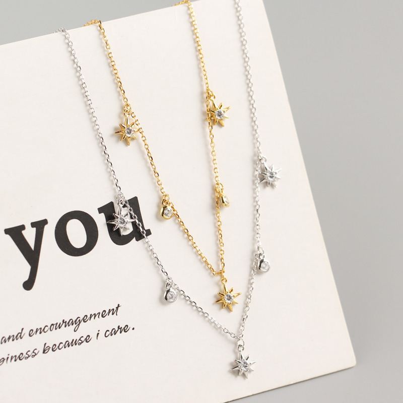 CZ Stern Halskette aus 925 Sterlingsilber für Damen - SterlingSilberSchmuck
