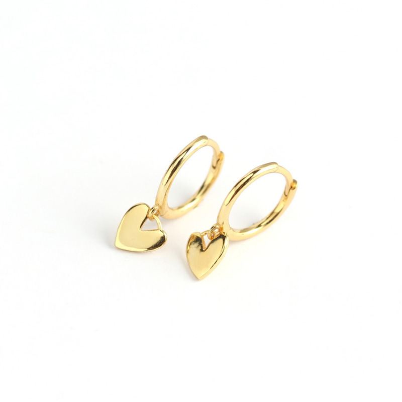 Cute Heart 925 Sterling Silver Hoop Earrings - SterlingSilberSchmuck