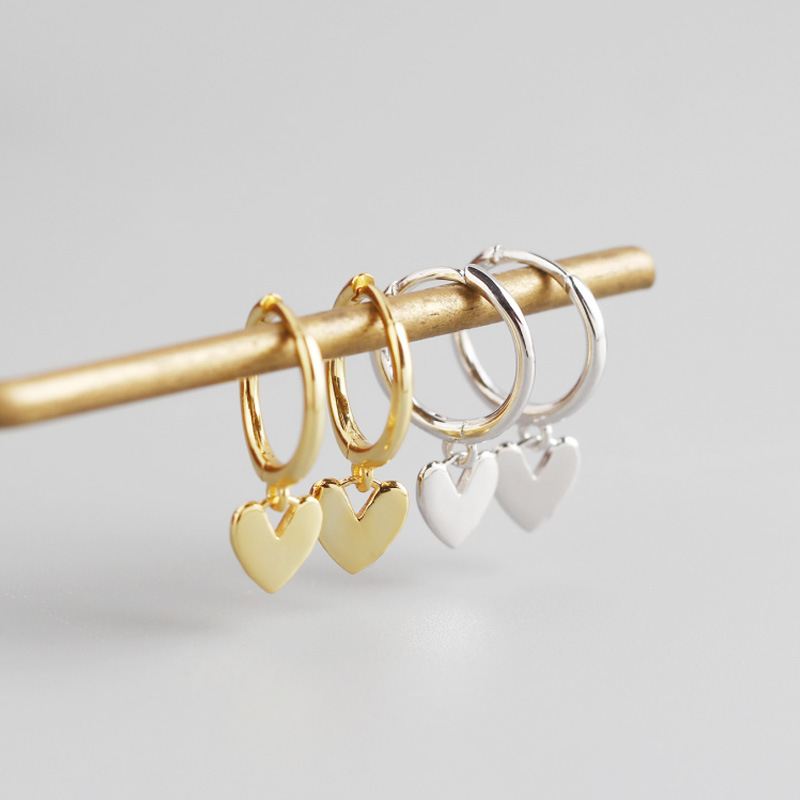 Cute Heart 925 Sterling Silver Hoop Earrings - SterlingSilberSchmuck