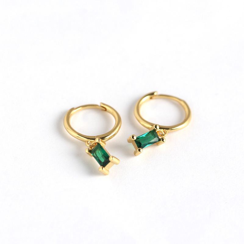 Geometry Rectangle CZ 925 Sterling Silver Hoop Earrings - SterlingSilberSchmuck