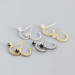 Lade das Bild in den Galerie-Viewer, Fashion CZ Star C Shape 925 Sterling Silver Stud Earrings
