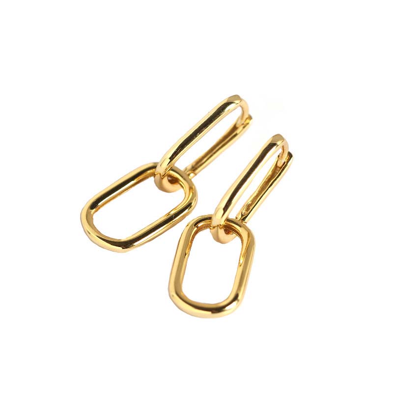 Silverbene geometric ellipse earrings in 925 sterling silver, showcasing a modern design and elegant shape.