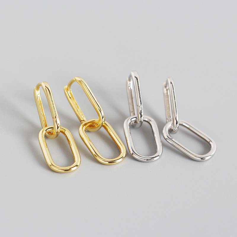 Geometric ellipse earrings in 925 sterling silver by silverbene, showcasing a modern and elegant design.