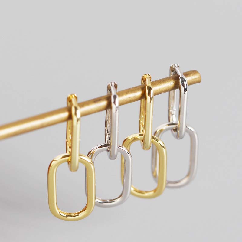Geometric ellipse earrings in 925 sterling silver by silverbene, showcasing a modern and elegant design.