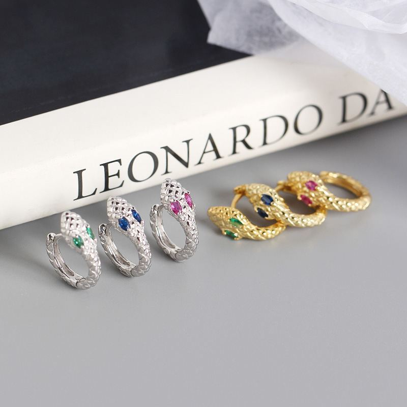 Fashion CZ Schlange 925 Sterling Silber Creolen von silverbene, detailreiche Silberohrringe mit Zirkonia in Schlangenform