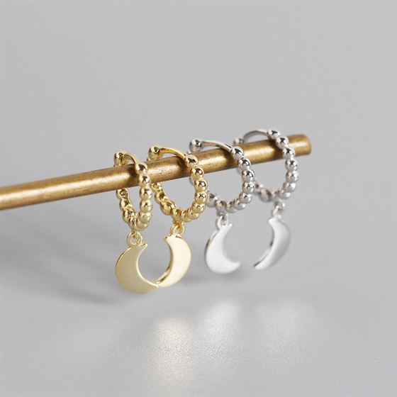 Silverbene runde, glänzende Ohrringe aus 925er Silber mit geometrischem Design, kreisförmige Hängeohrringe